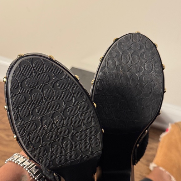 Coach Black Suede Mules with Gold Details - Picture 6 of 7